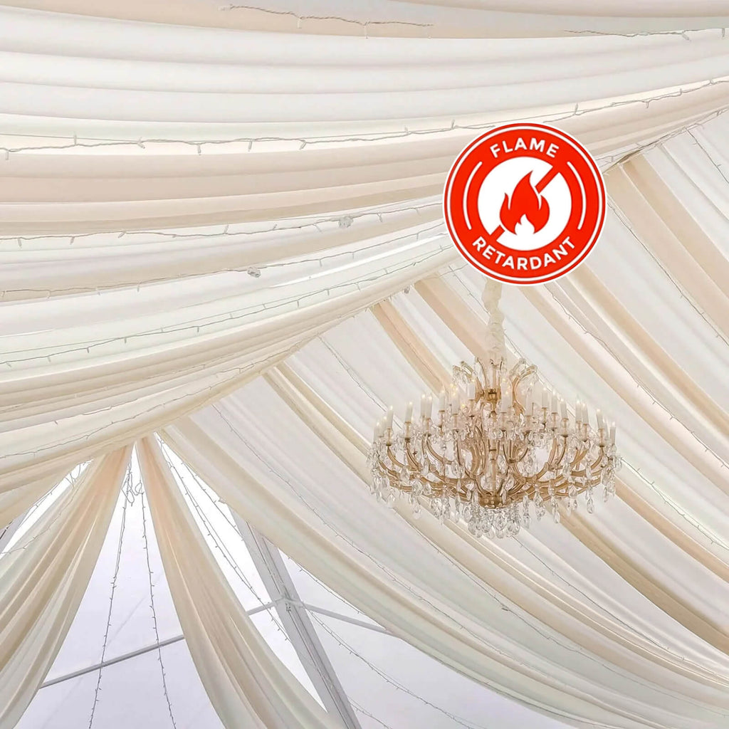 10ftx20ft Nude Sheer Durable Flame Resistant Ceiling Drape Curtain Panels - Bell Racket Store