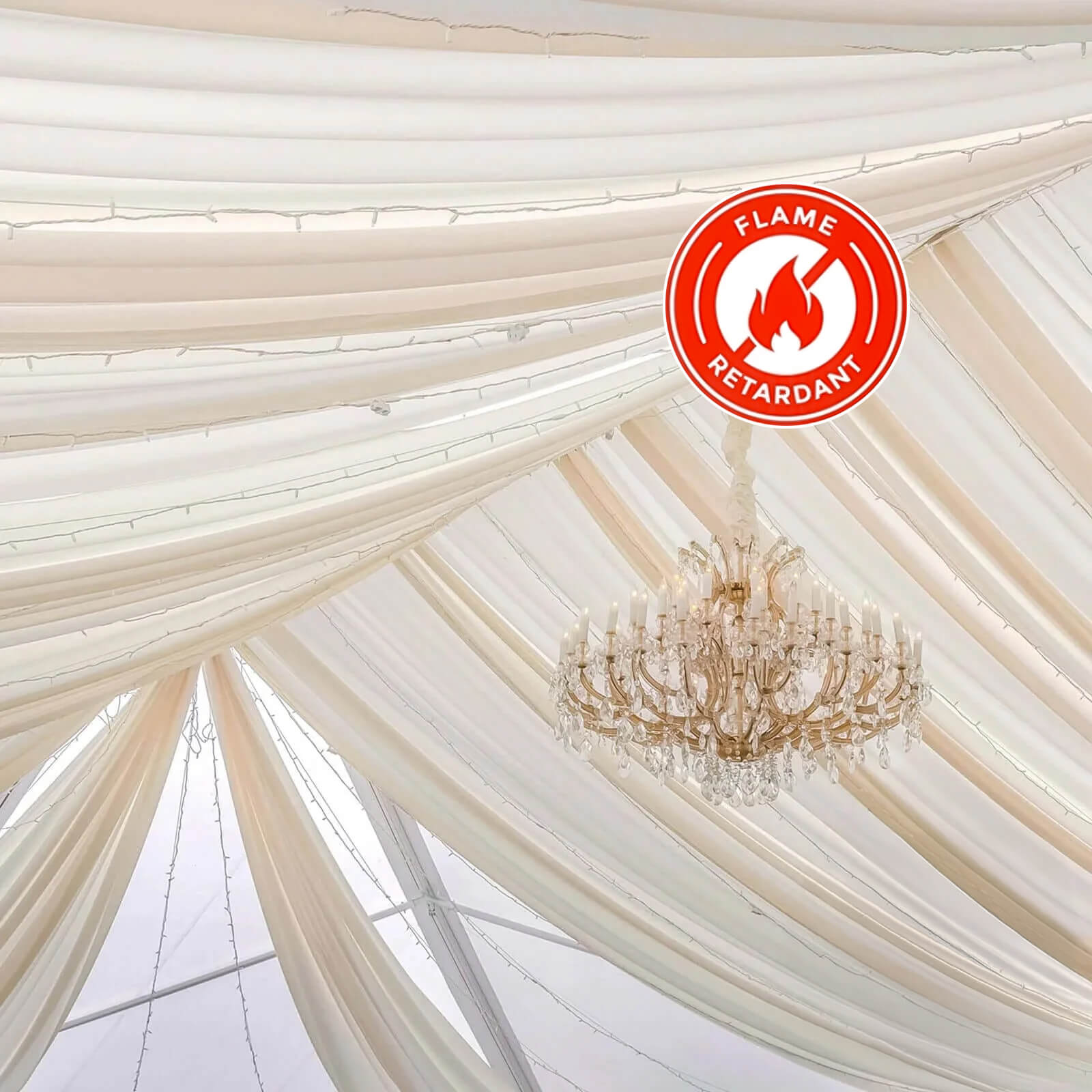 10ftx20ft Nude Sheer Durable Flame Resistant Ceiling Drape Curtain Panels - Bell Racket Store