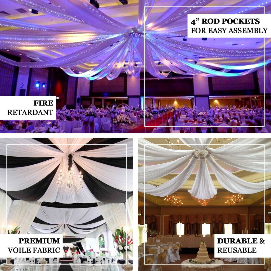 10ftx20ft Nude Sheer Durable Flame Resistant Ceiling Drape Curtain Panels - Bell Racket Store