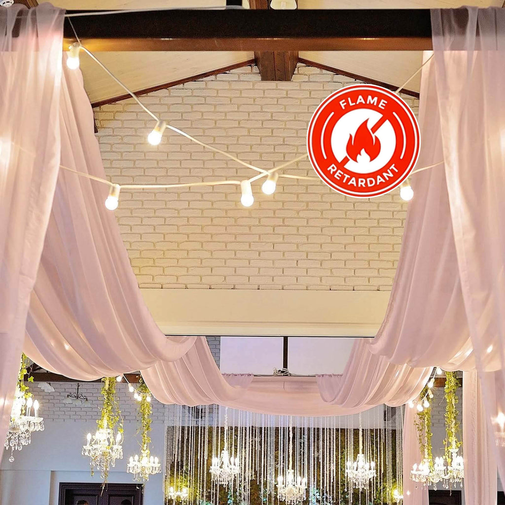 10ftx30ft Dusty Rose Sheer Ceiling Drape Curtain Panels Durable Flame Resistant Fabric - Bell Racket Store