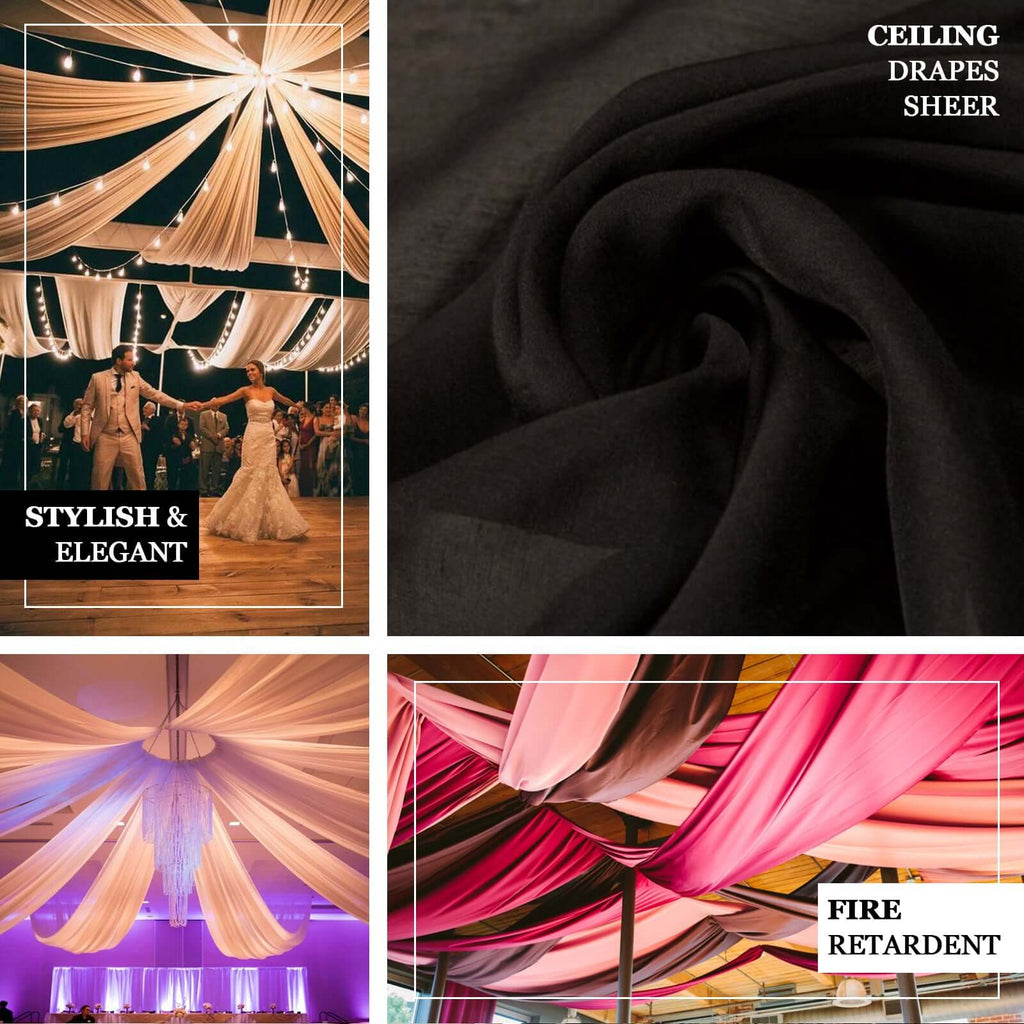 10ftx30ft Dusty Rose Sheer Ceiling Drape Curtain Panels Durable Flame Resistant Fabric - Bell Racket Store