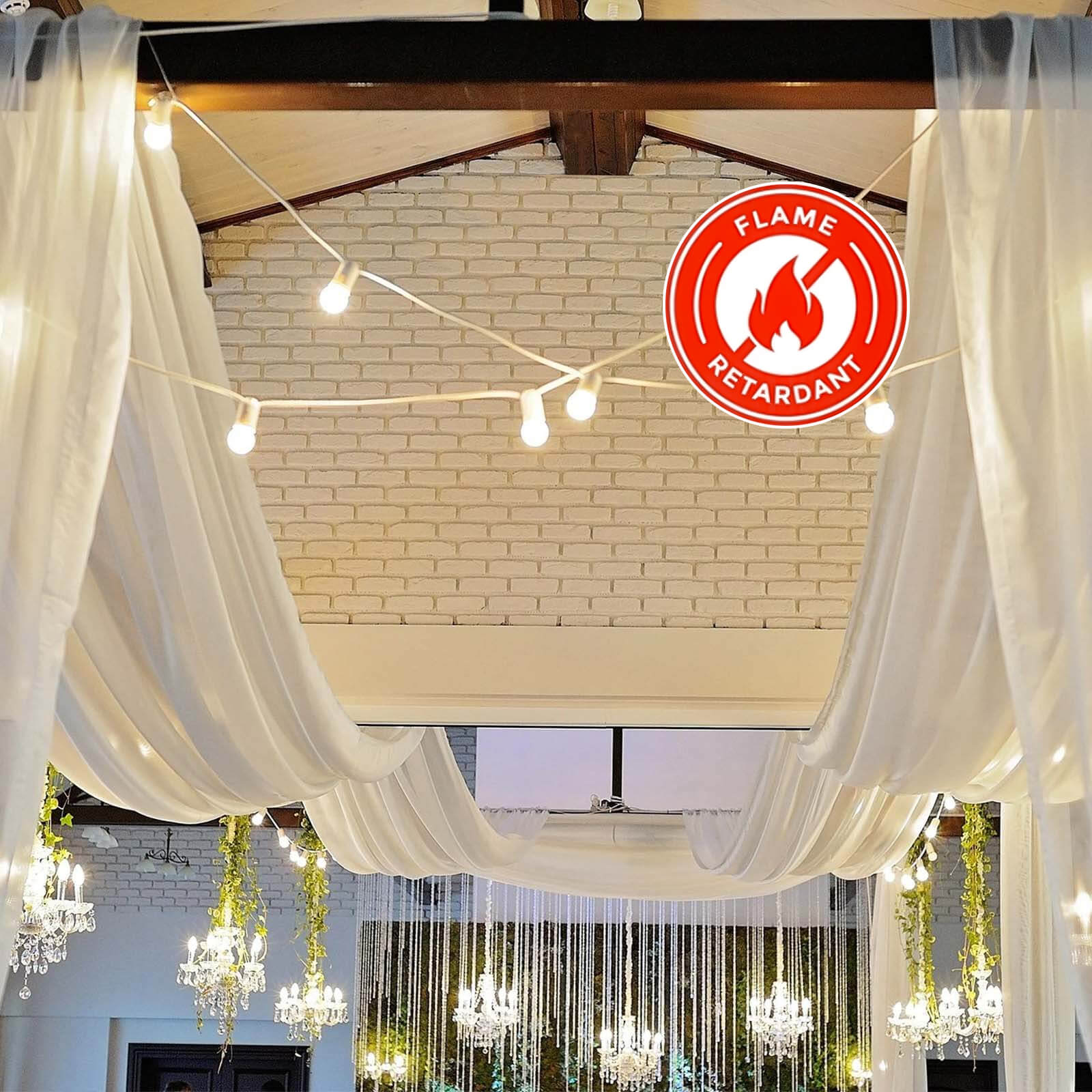 10ftx30ft Ivory Sheer Ceiling Drape Curtain Panels Durable Flame Resistant Fabric - Bell Racket Store