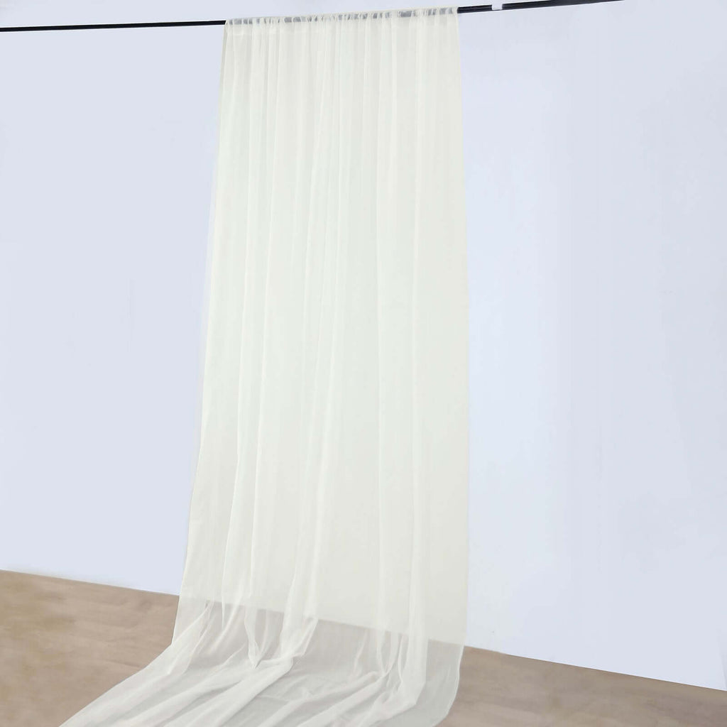 10ftx30ft Ivory Sheer Ceiling Drape Curtain Panels Durable Flame Resistant Fabric - Bell Racket Store