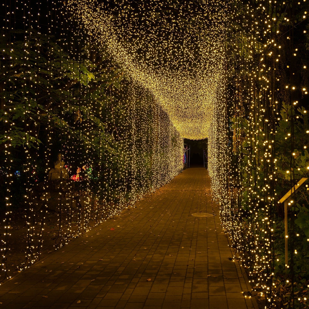 10ftx30ft LED Curtain String Lights, 8 Modes Warm White 900 LED Plug - in Waterproof Fairy Lights for Indoor Outdoor Backdrop - Bell Racket Store
