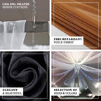 10ftx40ft Ivory Sheer Ceiling Drape Curtain Panels Durable Flame Resistant Fabric - Bell Racket Store