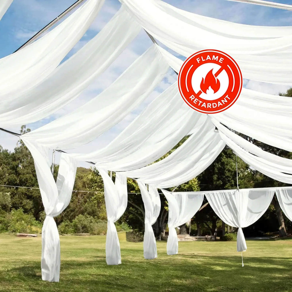 10ftx40ft Ivory Sheer Ceiling Drape Curtain Panels Durable Flame Resistant Fabric - Bell Racket Store