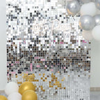 10sq.ft Shiny Silver Square Sequin Shimmer Wall Party Photo Backdrop, Active Spangle Wall Art DÃ©cor Panels - 10 Panels - Bell Racket Store
