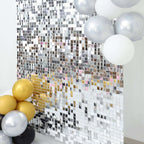 10sq.ft Shiny Silver Square Sequin Shimmer Wall Party Photo Backdrop, Active Spangle Wall Art DÃ©cor Panels - 10 Panels - Bell Racket Store