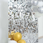 10sq.ft Shiny Silver Square Sequin Shimmer Wall Party Photo Backdrop, Active Spangle Wall Art DÃ©cor Panels - 10 Panels - Bell Racket Store