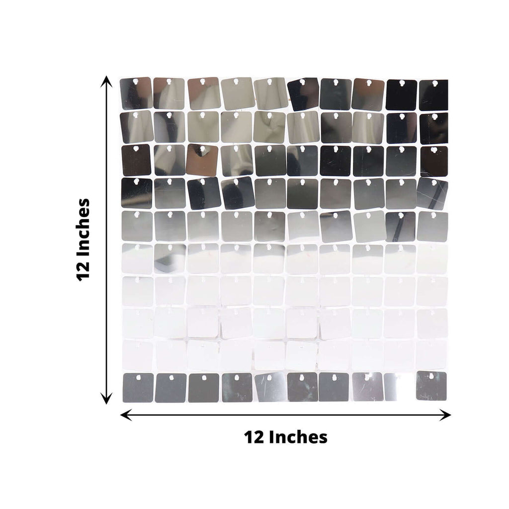10sq.ft Shiny Silver Square Sequin Shimmer Wall Party Photo Backdrop, Active Spangle Wall Art DÃ©cor Panels - 10 Panels - Bell Racket Store