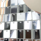10sq.ft Shiny Silver Square Sequin Shimmer Wall Party Photo Backdrop, Active Spangle Wall Art DÃ©cor Panels - 10 Panels - Bell Racket Store