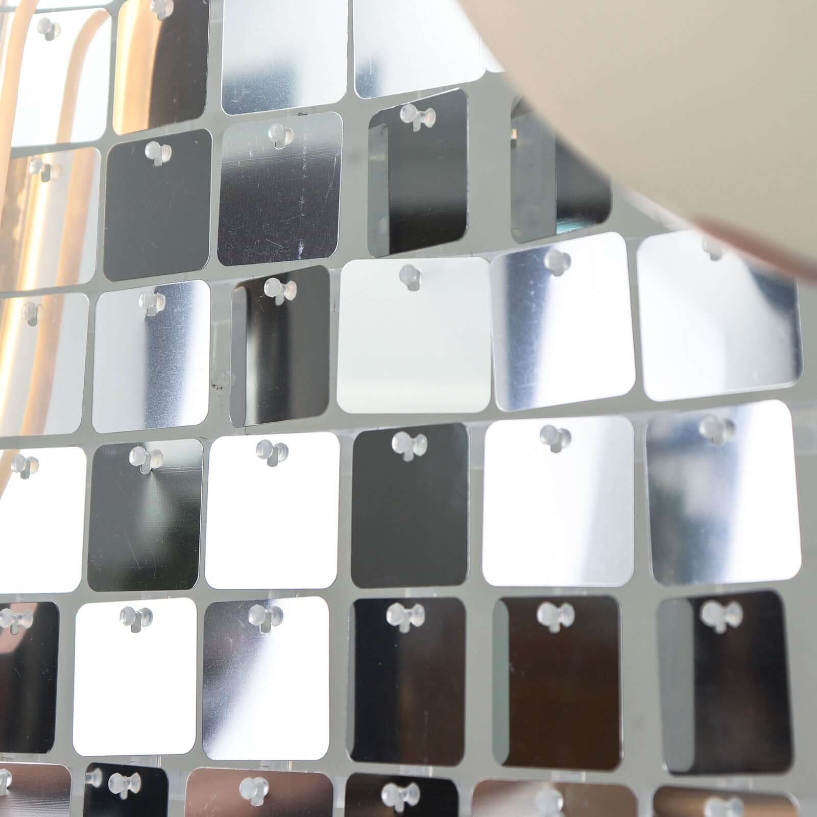 10sq.ft Shiny Silver Square Sequin Shimmer Wall Party Photo Backdrop, Active Spangle Wall Art DÃ©cor Panels - 10 Panels - Bell Racket Store