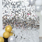 10sq.ft Shiny Silver Square Sequin Shimmer Wall Party Photo Backdrop, Active Spangle Wall Art DÃ©cor Panels - 10 Panels - Bell Racket Store