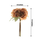11" Dusty Rose Real Touch Artificial Silk Peonies Flower Bouquet - Bell Racket Store