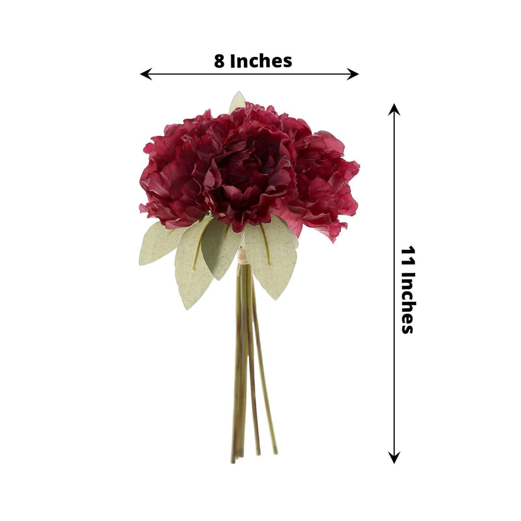 11" Mulberry Real Touch Artificial Silk Peonies Flower Bouquet - Bell Racket Store