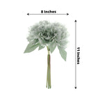 11" Silver Blue Real Touch Artificial Silk Peonies Flower Bouquet - Bell Racket Store