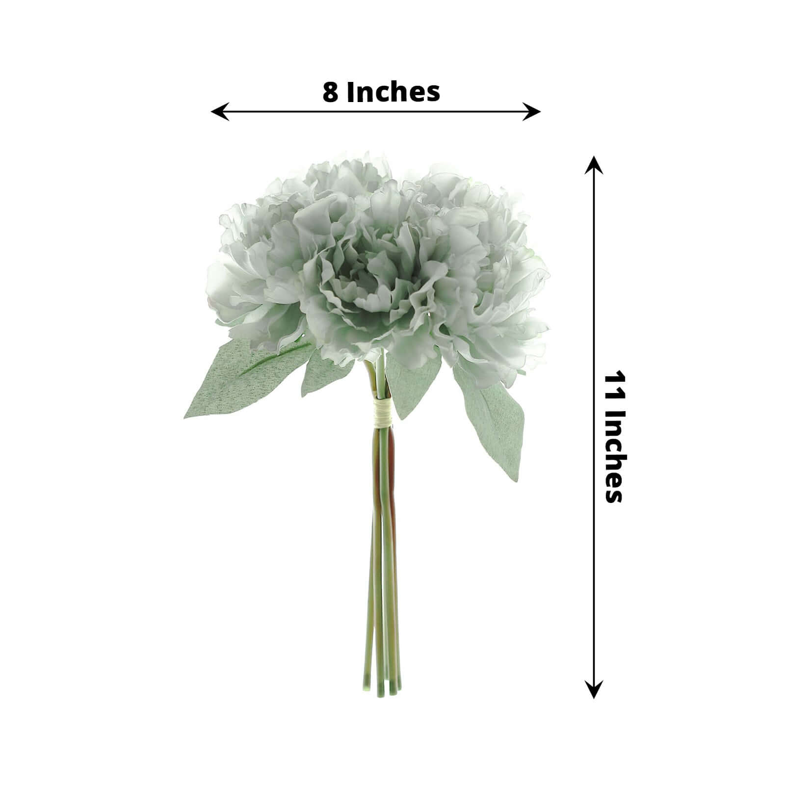 11" Silver Blue Real Touch Artificial Silk Peonies Flower Bouquet - Bell Racket Store