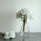 11" Silver Blue Real Touch Artificial Silk Peonies Flower Bouquet - Bell Racket Store