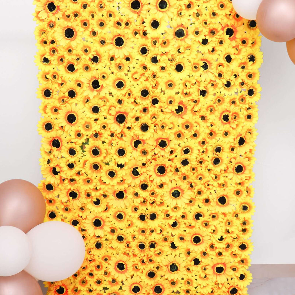 11 Sq ft. Artificial Sunflower Wall Mat Backdrop, Flower Wall Decor, Indoor Outdoor UV Protected - 4 Artificial Panels - Bell Racket Store