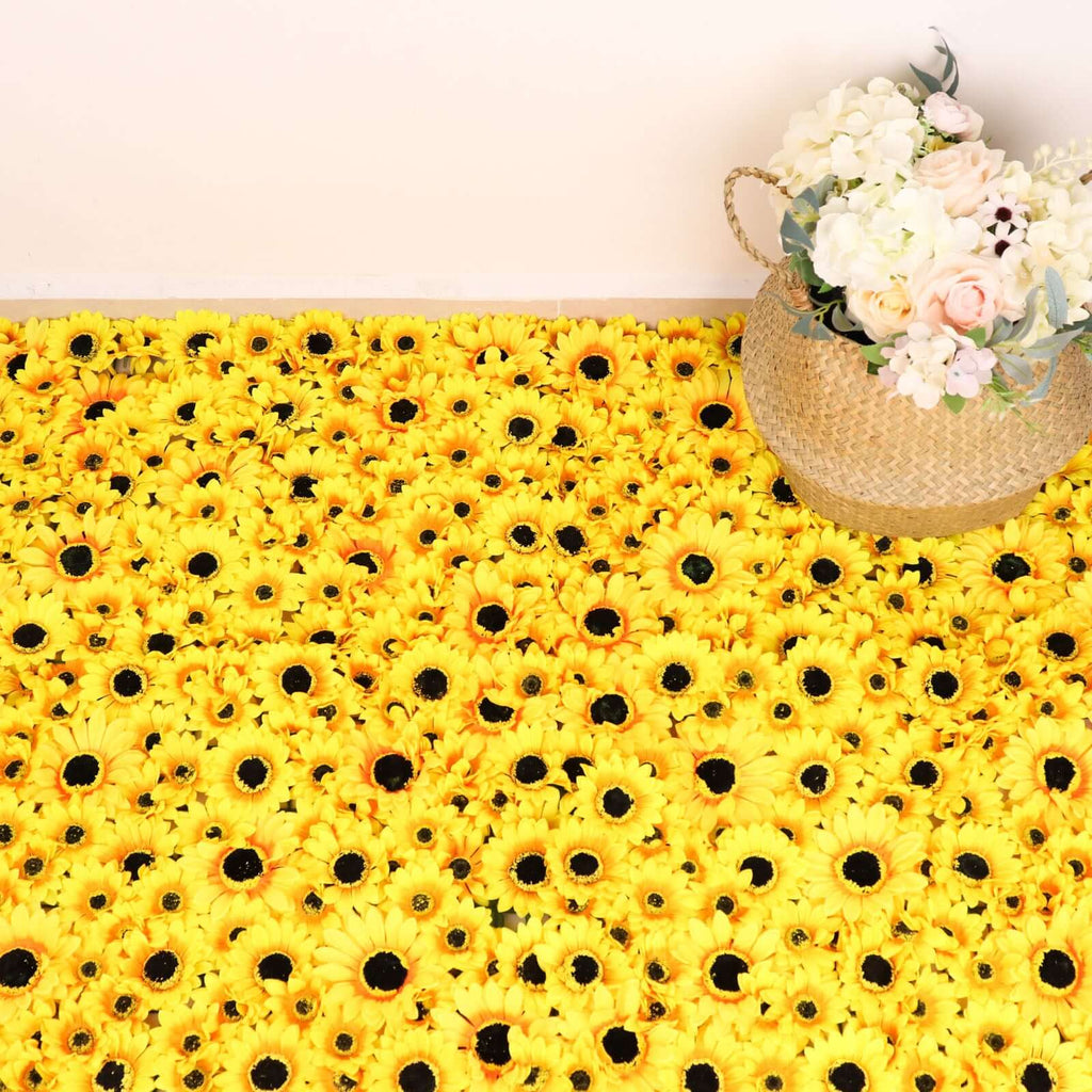 11 Sq ft. Artificial Sunflower Wall Mat Backdrop, Flower Wall Decor, Indoor Outdoor UV Protected - 4 Artificial Panels - Bell Racket Store