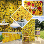 11 Sq ft. Artificial Sunflower Wall Mat Backdrop, Flower Wall Decor, Indoor Outdoor UV Protected - 4 Artificial Panels - Bell Racket Store