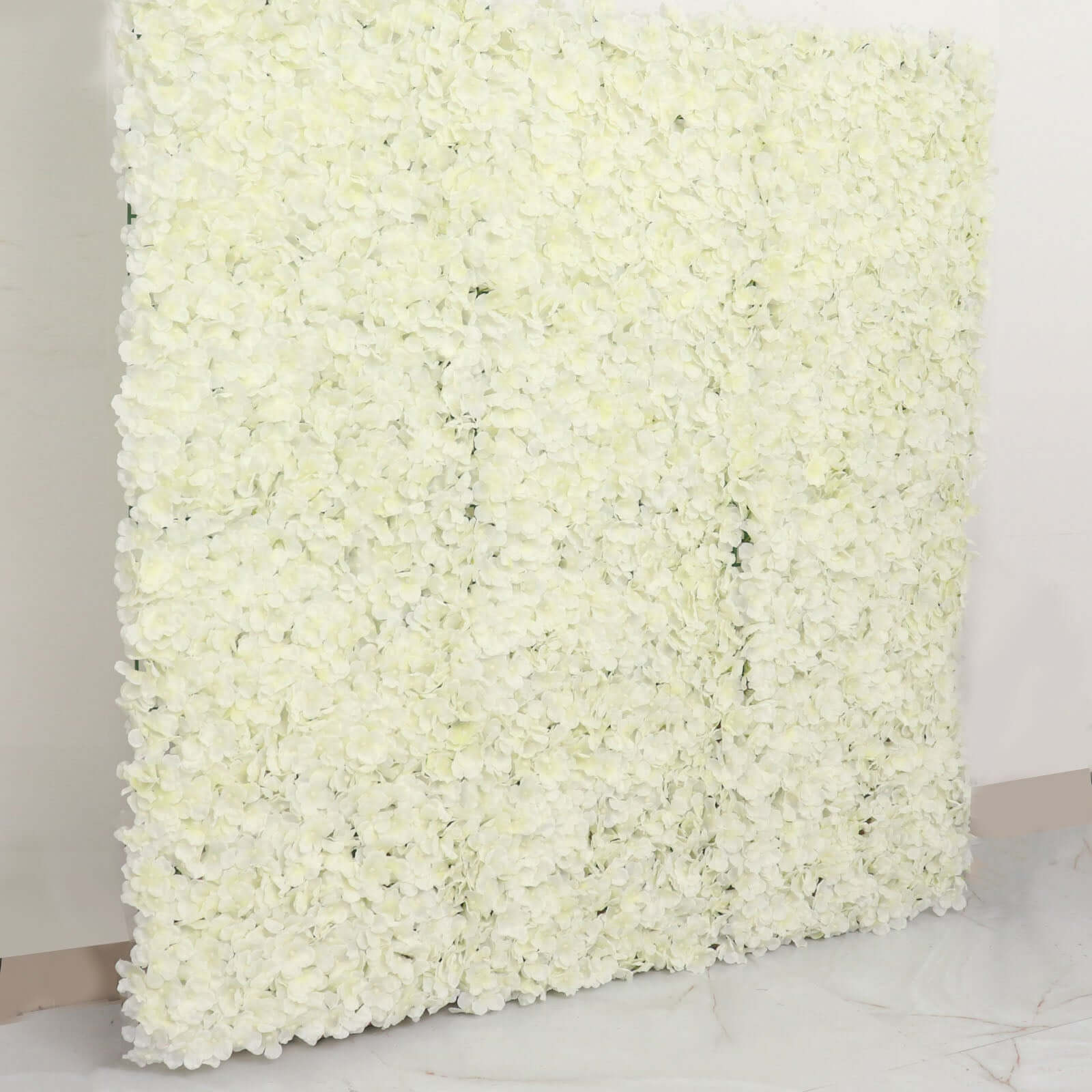 11 Sq ft. Cream UV Protected Hydrangea Flower Wall Mat Backdrop - 4 Artificial Panels