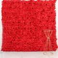 11 Sq ft. Red 3D Silk Rose and Hydrangea Flower Wall Mat Backdrop - 4 Artificial Panels