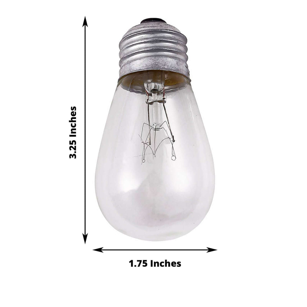24 Pack 11W Incandescent Warm White S14 Outdoor String Light Bulbs + 1 Extra Replacement Bulb FREE