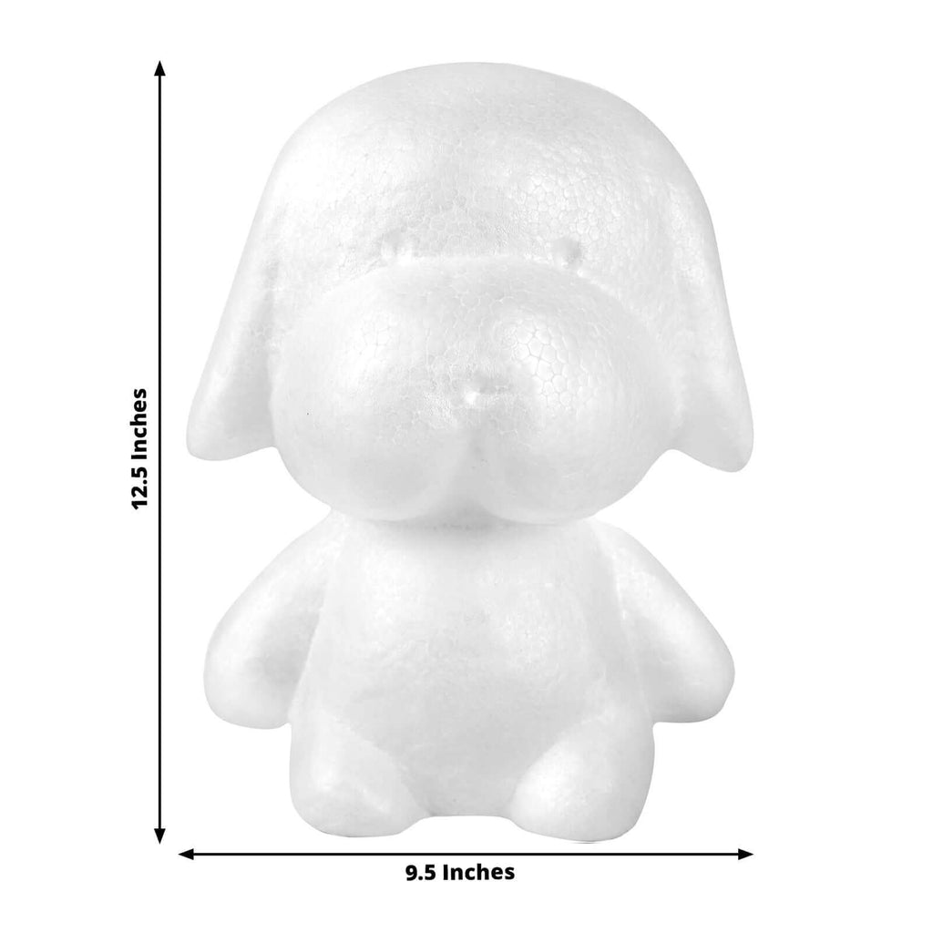 12.5" DIY White 3D Modeling StyroFoam Puppy, Polystyrene Craft Foam Animal