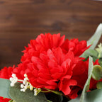 12 Bushes Red Artificial Silk Chrysanthemum Flower Bouquets - Bell Racket Store