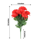 12 Bushes Red Artificial Silk Chrysanthemum Flower Bouquets - Bell Racket Store