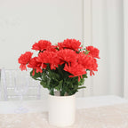 12 Bushes Red Artificial Silk Chrysanthemum Flower Bouquets - Bell Racket Store