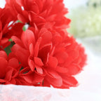 12 Bushes Red Artificial Silk Chrysanthemum Flower Bouquets - Bell Racket Store
