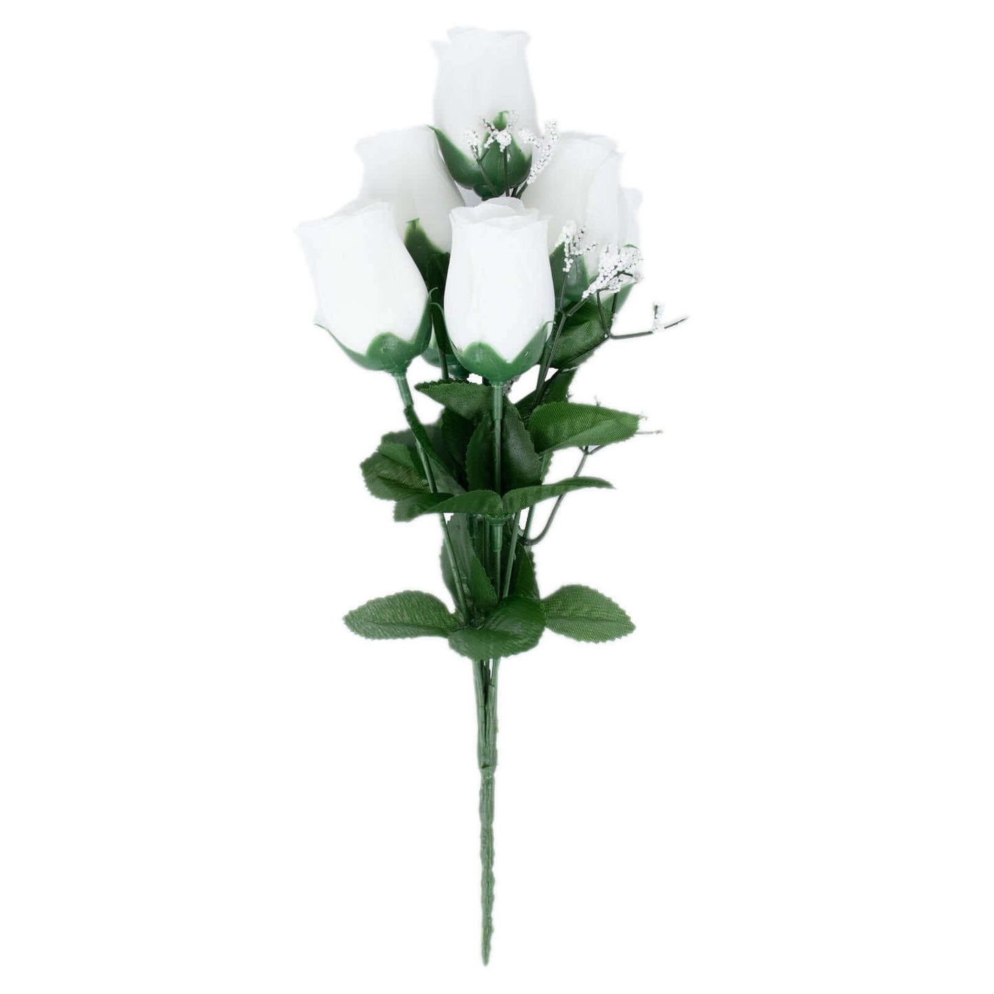 12 Bushes White Artificial Premium Silk Flower Rose Bud Bouquets - NestOCart