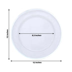 10-Pack Economy Plastic Round Charger Plates 12" in Clear with Wide Silver Rim, Decorative Dinner Party Serving Plates