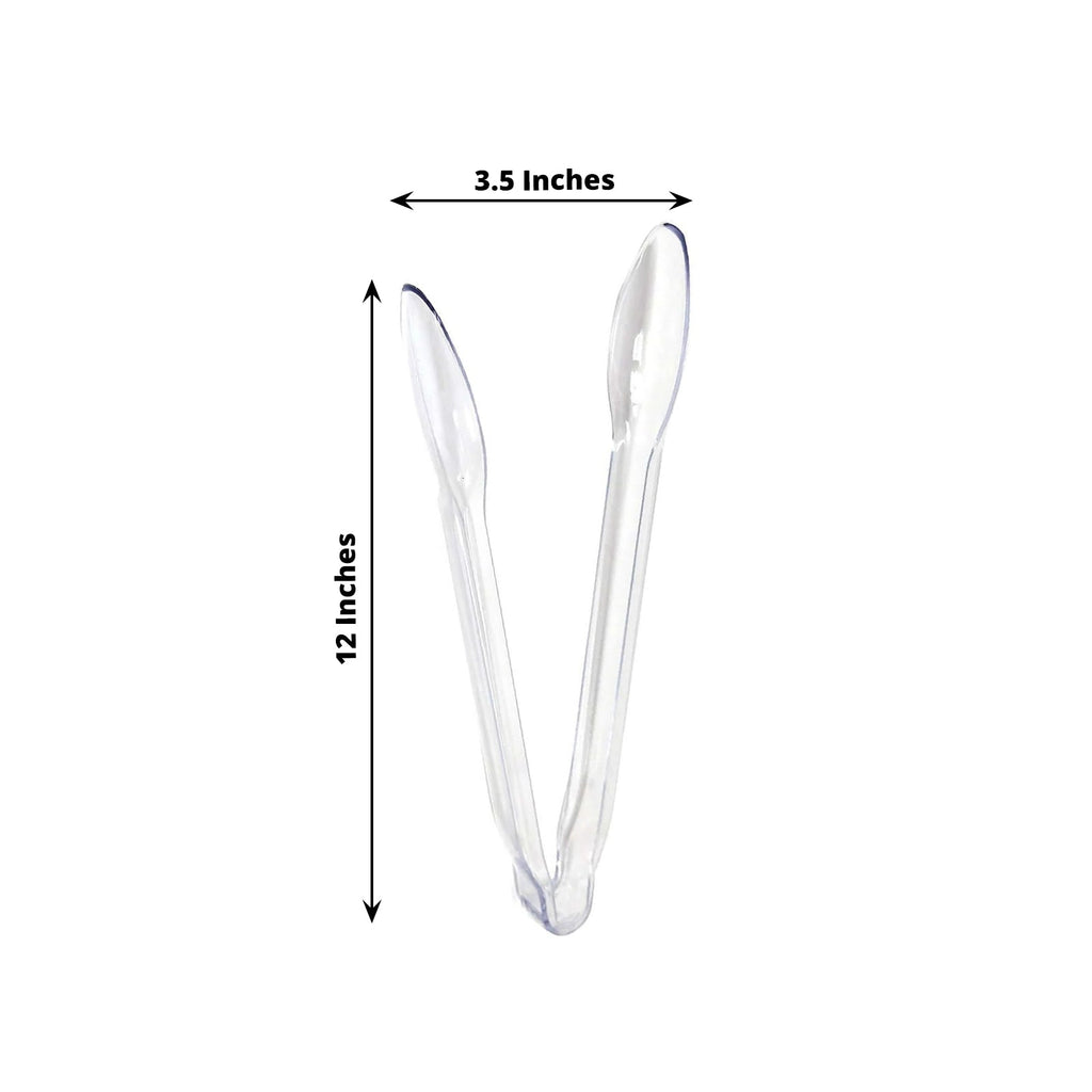 3-Pack Plastic Serving Tongs Clear - Durable Disposable Food Service Tongs for Salad Bars Dessert Tables Buffets 12"