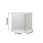 12" Silver Mirrored Acrylic Display Box, Pedestal Riser with Interchangeable Lid and Base