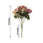 2 Pack Artificial Rose & Peony Floral Arrangements â€“ 12" Dusty Rose Silk Bouquets for Weddings & Home DÃ©cor