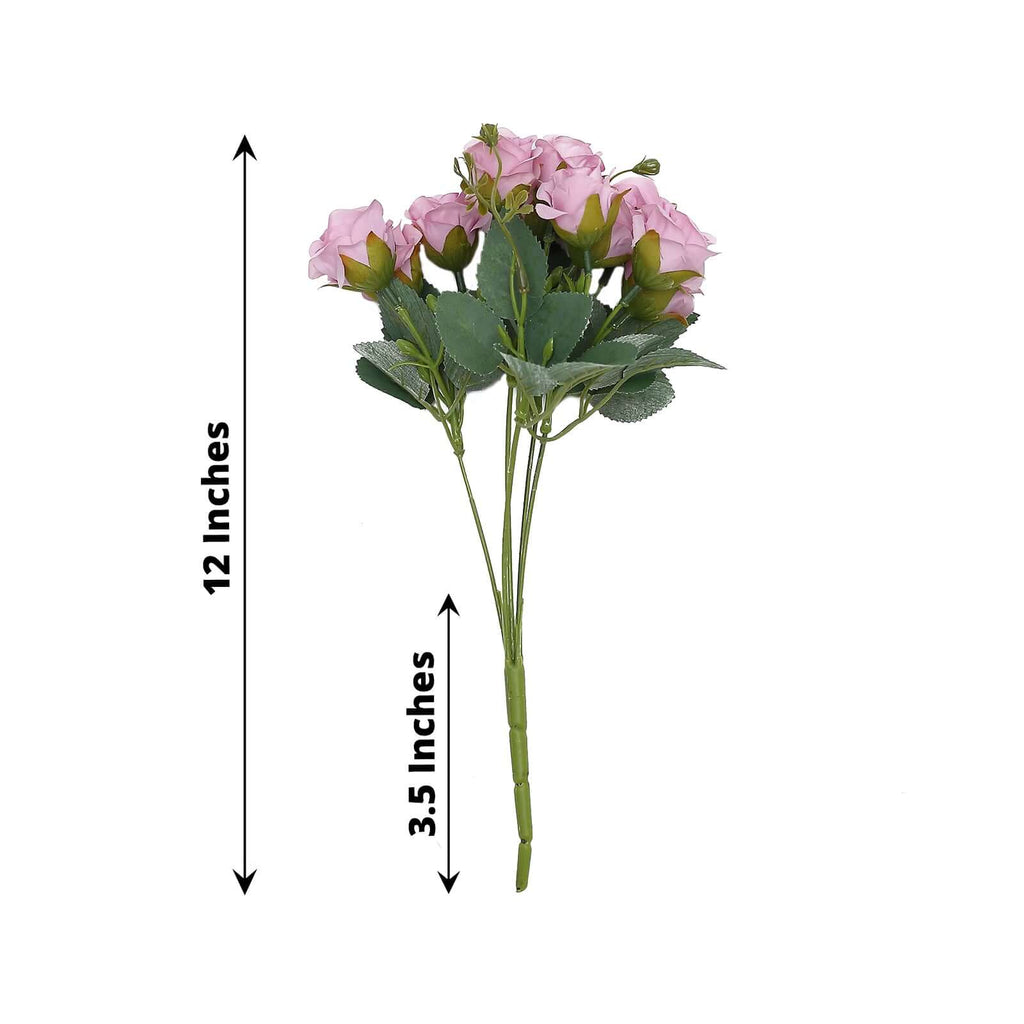 2 Pack 12" Lavender Lilac Artificial Open Rose Flower Arrangements, Small Faux Floral Bouquets