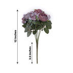 2 Pack Artificial Rose & Peony Floral Arrangements â€“ 12" Purple Silk Bouquets for Weddings & Home DÃ©cor