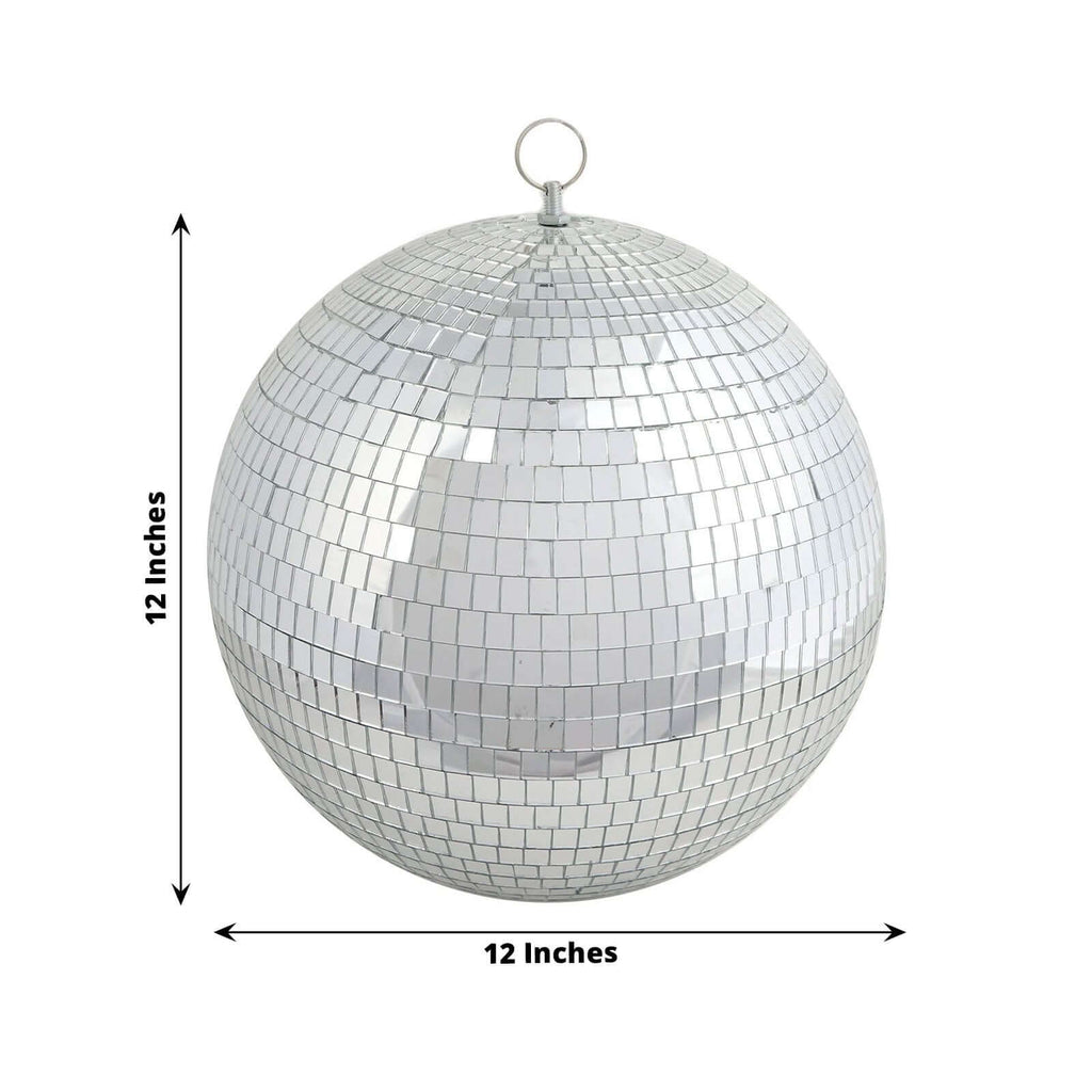 2 Pack 12" Large Silver Foam Disco Mirror Ball With Hanging Swivel Ring, Holiday Party Decor