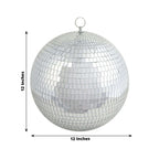 2 Pack 12" Large Silver Foam Disco Mirror Ball With Hanging Swivel Ring, Holiday Party Decor
