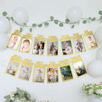 12 Month Milestone 1st Birthday Party Photo Backdrop Hanging Banner, Baby Photo Garland Banner - 5.5ft - Bell Racket Store