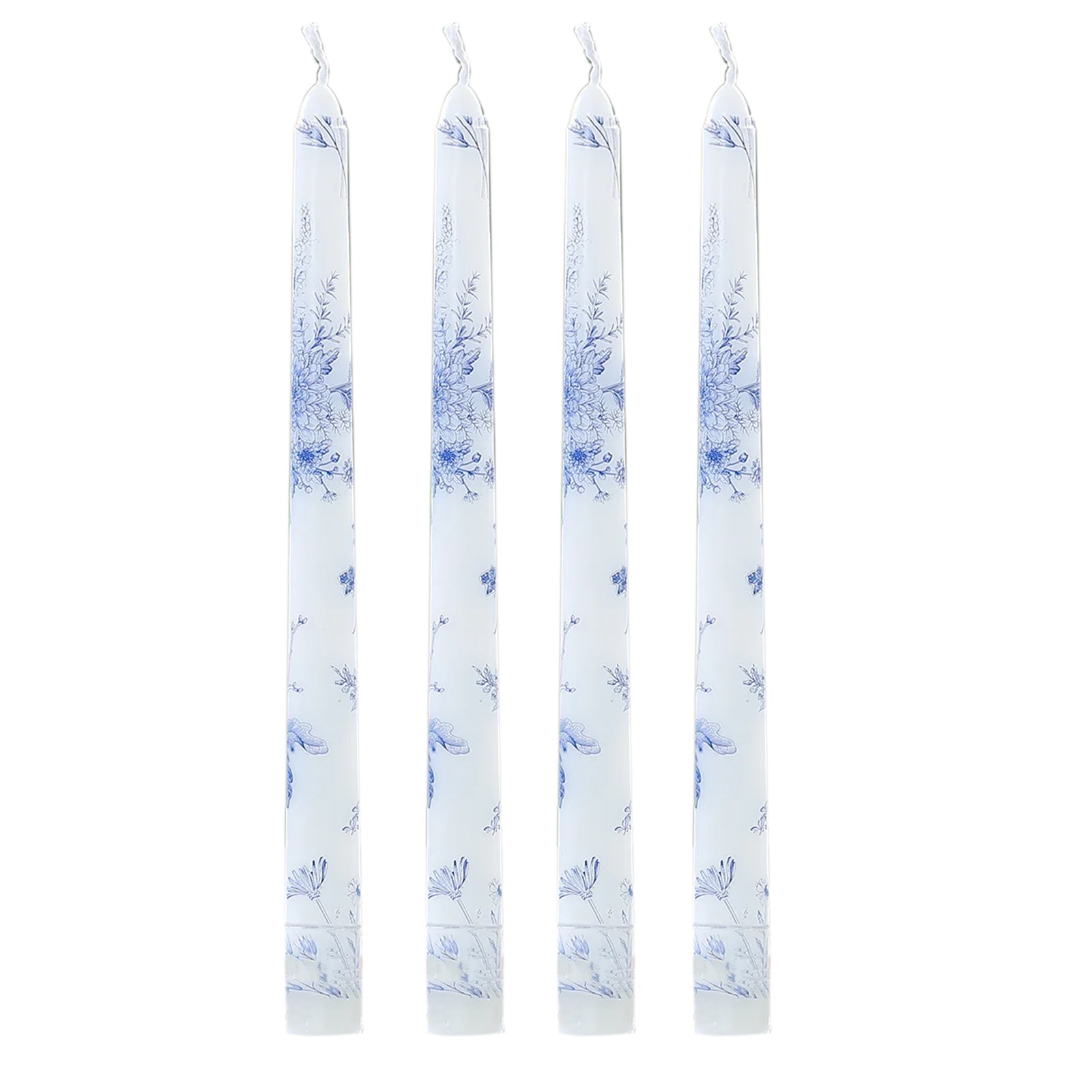 12 Pack 10" French Toile Wax Taper Candles White and Blue Unscented Candles - Bell Racket Store