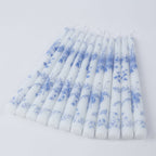 12 Pack 10" French Toile Wax Taper Candles White and Blue Unscented Candles - Bell Racket Store
