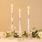 12 Pack 10" French Toile Wax Taper Candles White and Blue Unscented Candles - Bell Racket Store