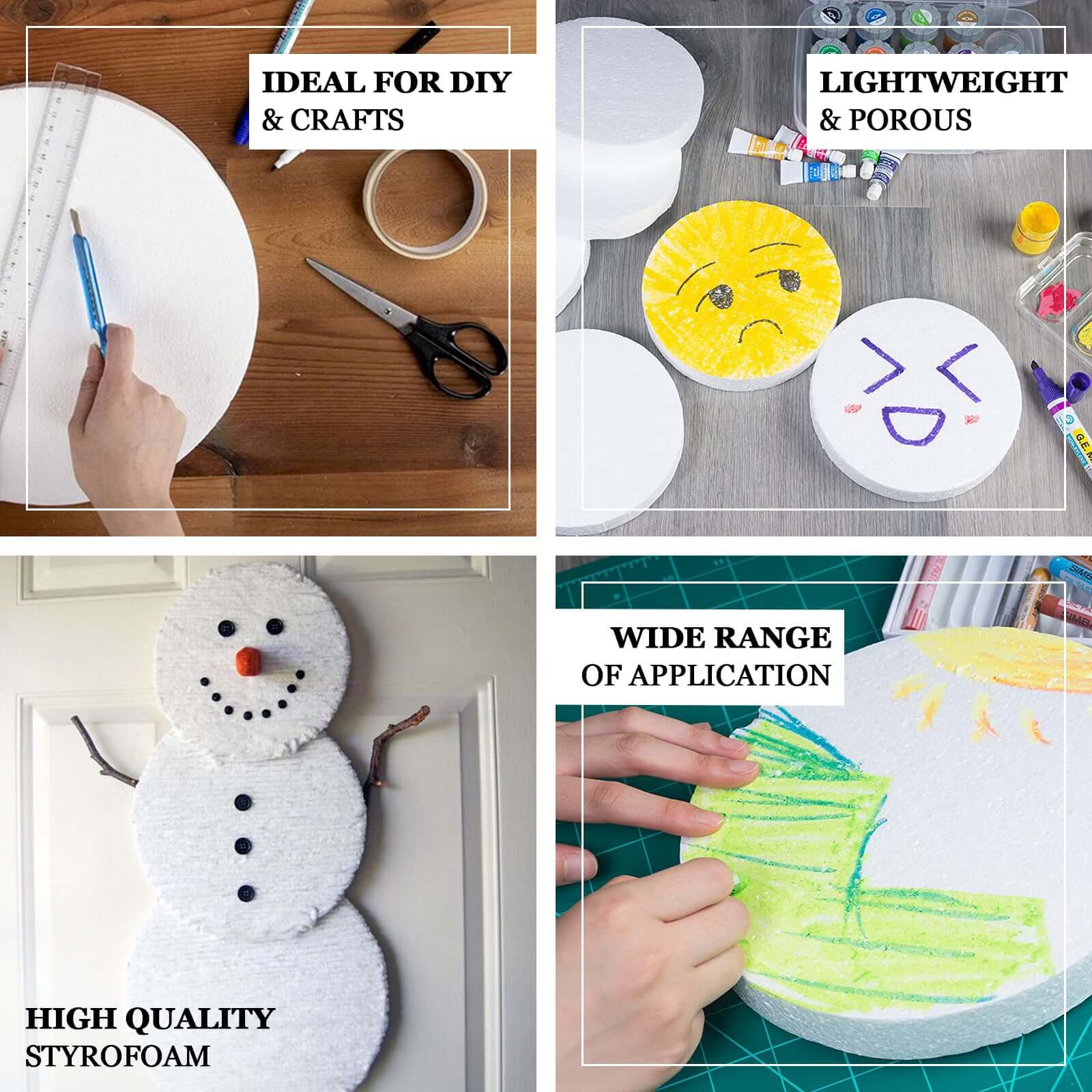 12 Pack 10" White StyroFoam Disc, DIY Polystyrene Foam Craft Supplies - NestOCart