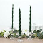 12 Pack 11" Hunter Emerald Green Premium Unscented Spiral Wax Taper Candles, Long Burn Wick Dinner Candle Sticks - Bell Racket Store