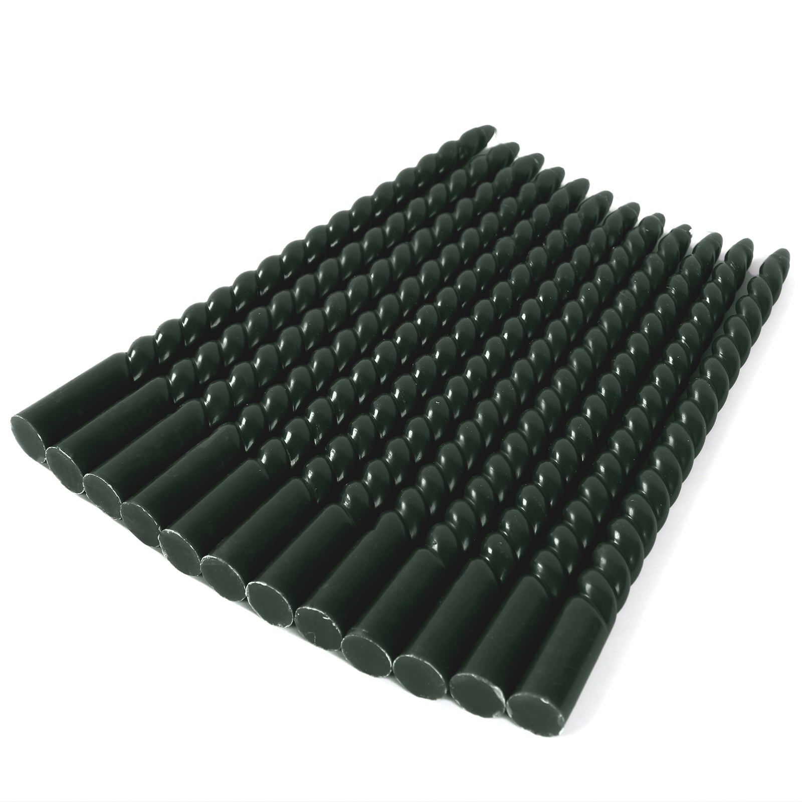 12 Pack 11" Hunter Emerald Green Premium Unscented Spiral Wax Taper Candles, Long Burn Wick Dinner Candle Sticks - Bell Racket Store