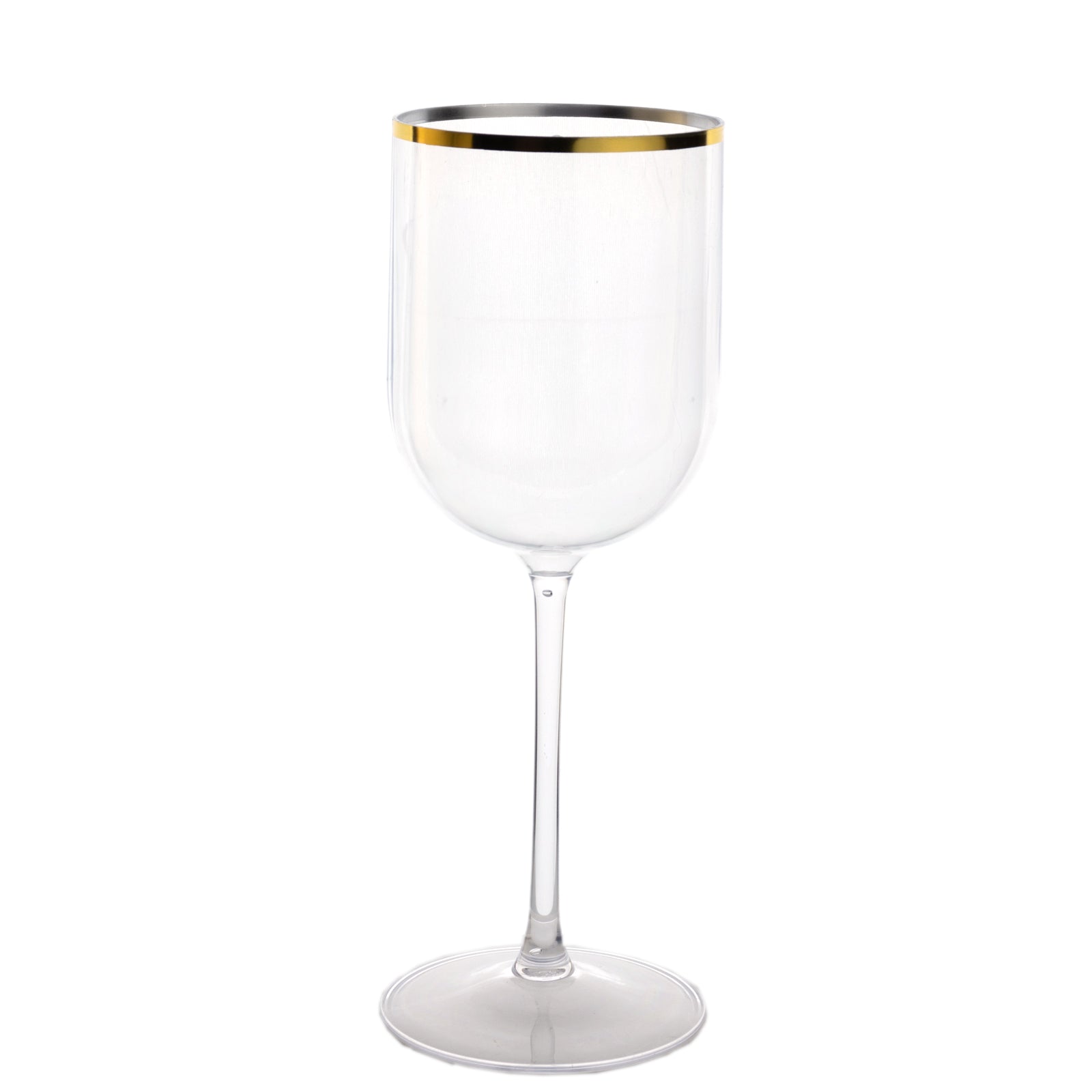 12 - Pack 12oz Clear Plastic Wine Goblets with Gold Rim, Premium Disposable Long Stem Glassware - 9" - Bell Racket Store